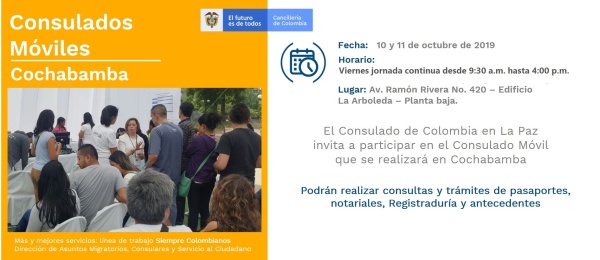 Consulado en La Paz realizará Consulado Móvil en Cochabamba el 11 de octubre